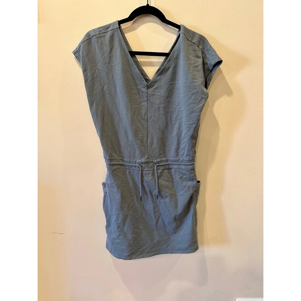 Patagonia‎ Organic Cotton Roaming Dress Grey Cut-out Elastic Comfort Travel Sz M